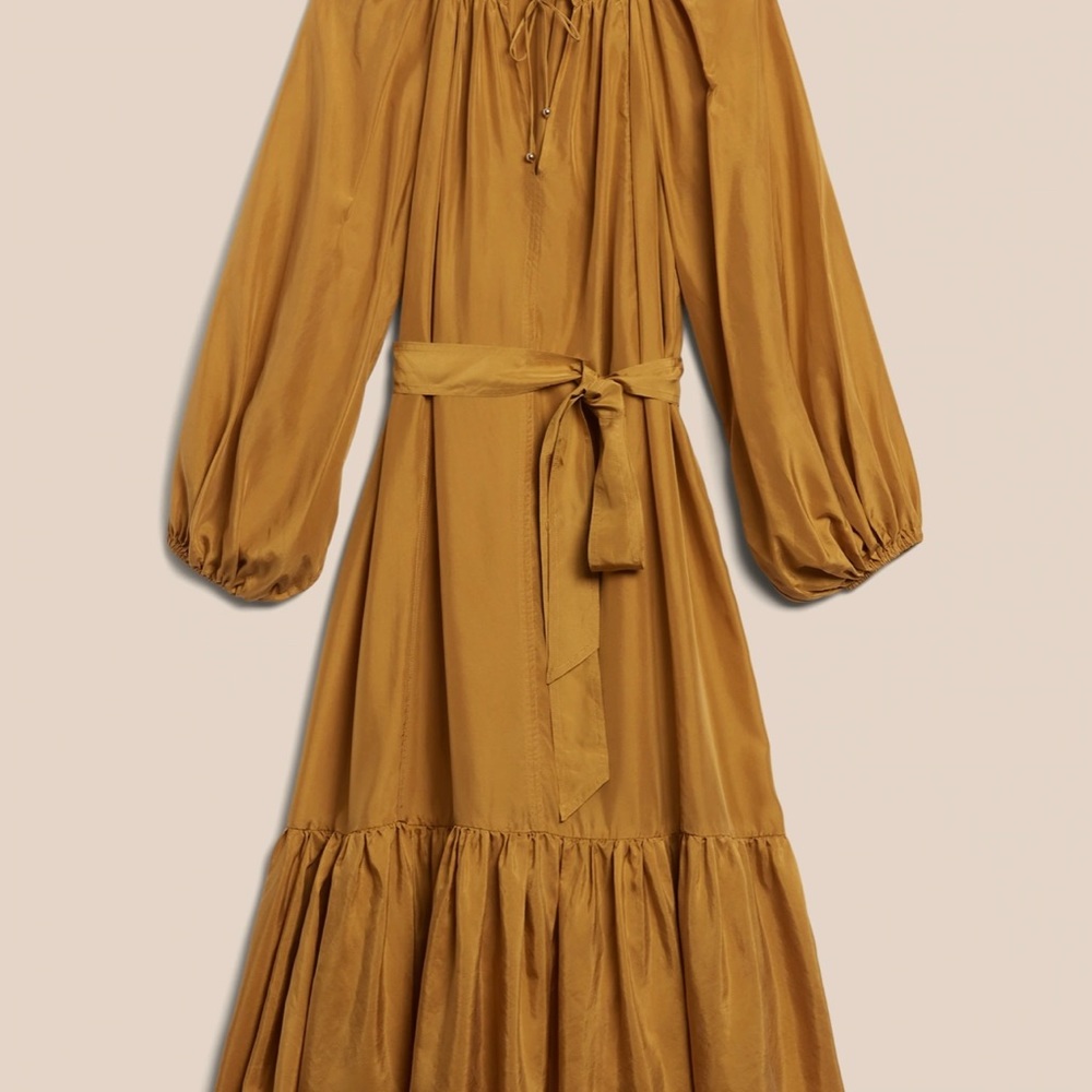 New Banana Republic silk gold midi dress